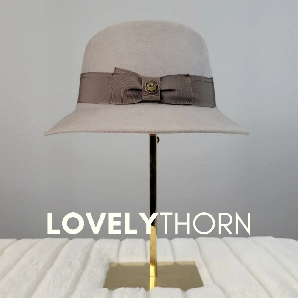 GOORIN BROS // ltd ed bourbon rocks grey-bone fedora-cloche grosgrain ribbon
